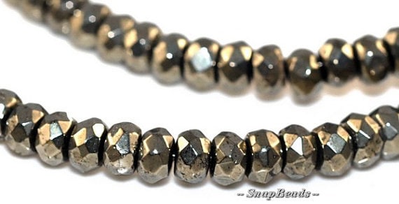 Palazzo Pyrite Gemstones Micro Faceted Rondelle 4x3mm Loose Beads 16 Inch Full Strand Lot 1,2,6,12 And 20 (90107039-147)