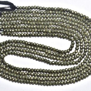 Pyrite Rondelle Beads - 13 Inches - Natural Super Quality Beautiful Micro Cut Faceted Pyrite Rondelle - Size Is 3.2 Mm #564