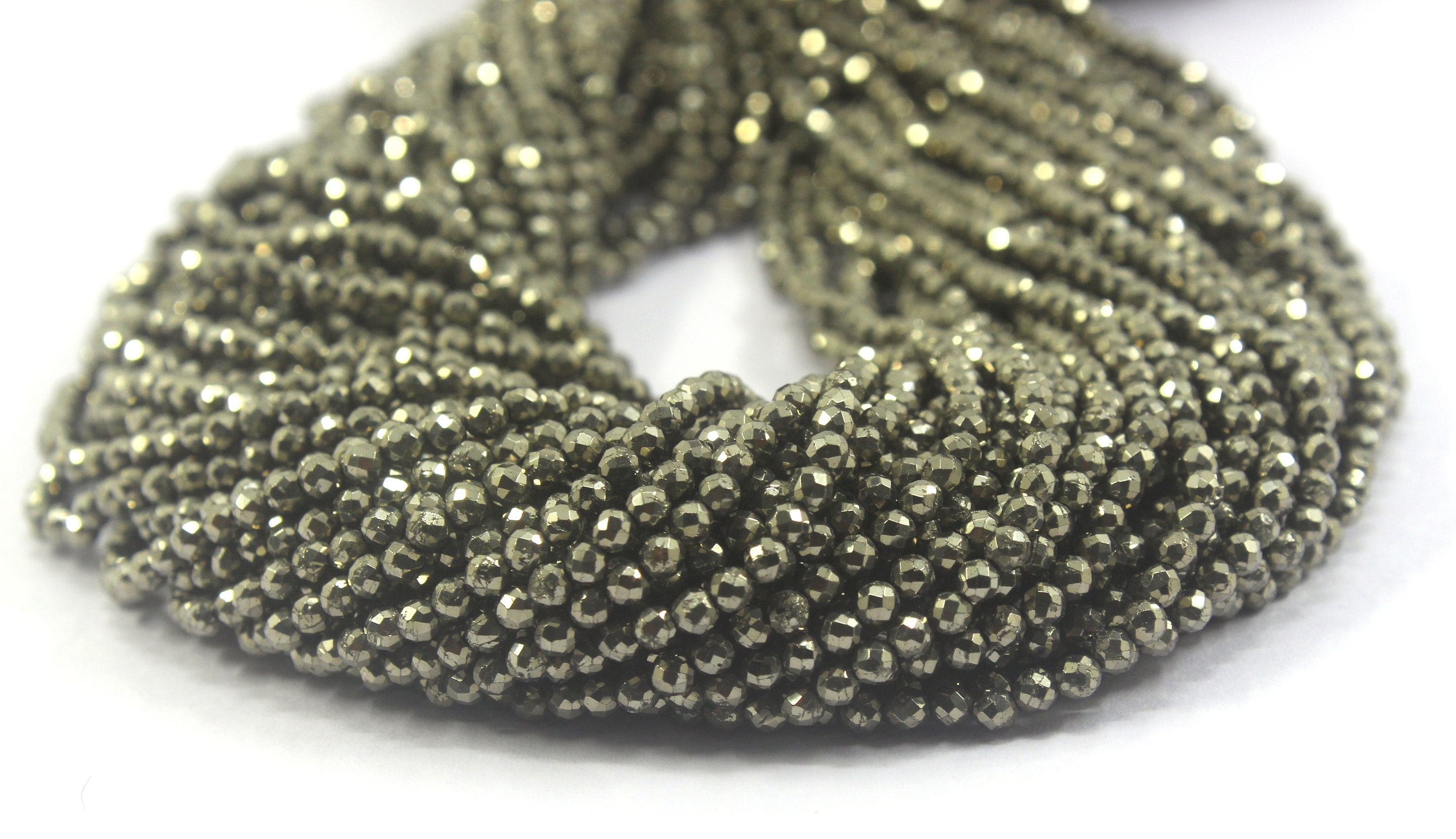 Faceted Pyrite Rondelle Beads: Natural Gemstone Jewelry Making (2mm) Faceted Pyrite Rondelle Beads: Natural Gemstone Jewelry Making (2mm)