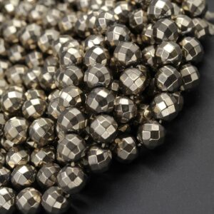 Titanium Pyrite Faceted 2mm 3mm 4mm 6mm 8mm Round Beads 15.5" Strand