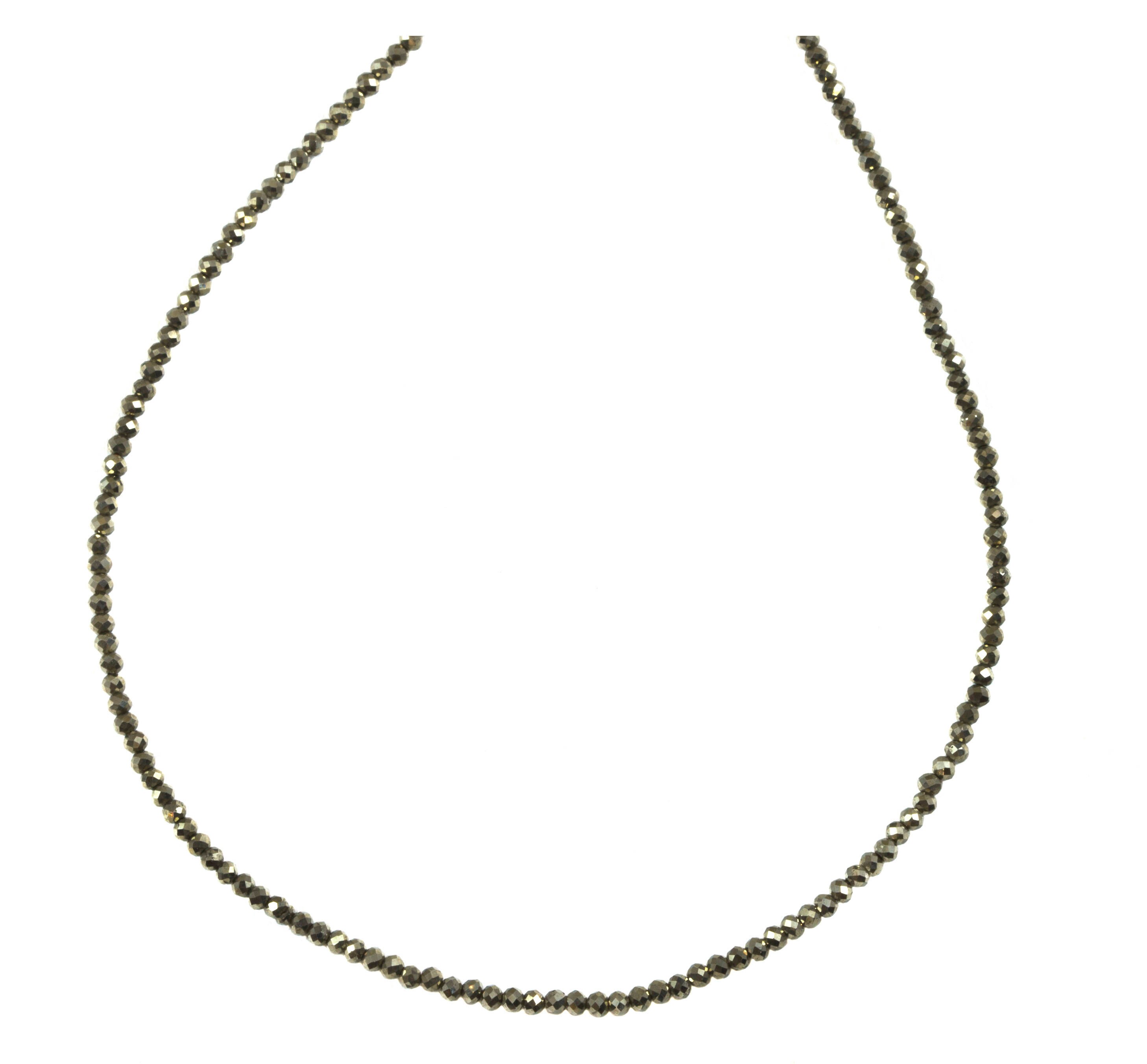 Pyrite Necklace 14k Gold Filled Solid Strand Faceted Small Tiny Dainty Stones 18 19 Inches Simple Design Natural Golden Bronze Vintage Look