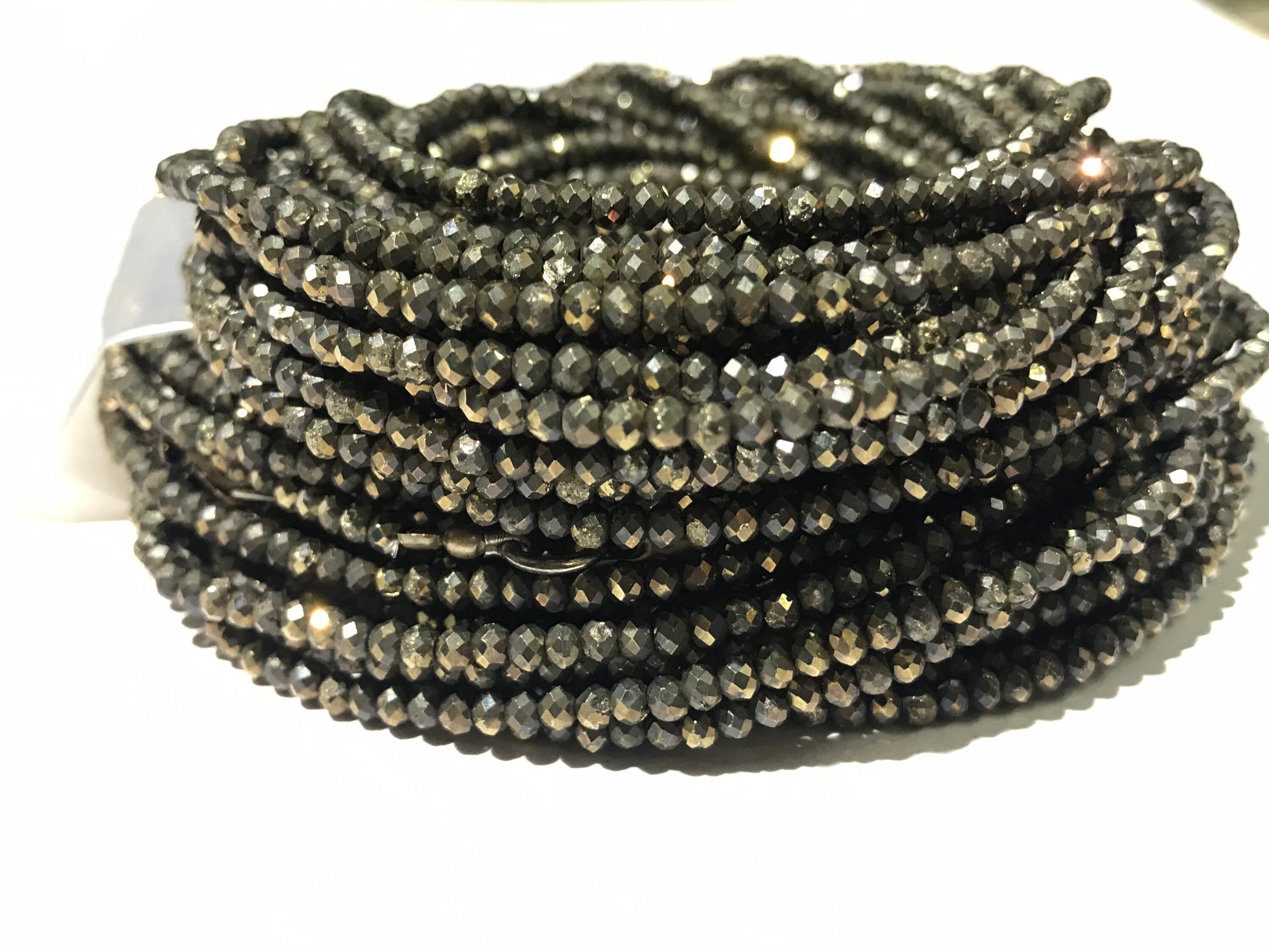 27 Strands Bumper Sale! Aaa+ Quality Pyrite Gemstone Beads / Natural 3mm 18” Round Shape Pyrite Necklaces / 3mm Faceted Pyrite Stone Beads / Rare