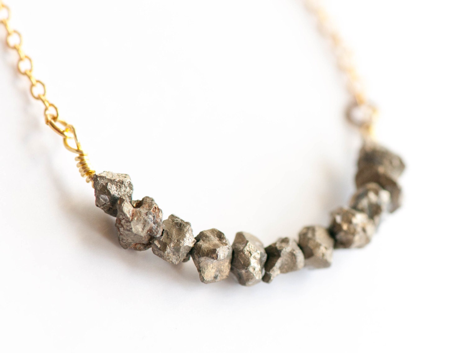 Pyrite Necklace,bar Necklace,gold Pyrite,pyrite Jewelry,nugget Beaded Necklace,gemstone Bar Necklace,raw Crystal Jewelry,raw Pyrite Jewelry