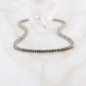 Pyrite Beaded Necklace In Sterling Silver, Gold Or Rose Gold Filled, Custom Length Dainty Gemstone Choker, Long Layering Necklace For Women Pyrite Beaded Necklace In Sterling Silver, Gold Or Rose Gold Filled, Custom Length Dainty Gemstone Choker, Long Layering Necklace For Women