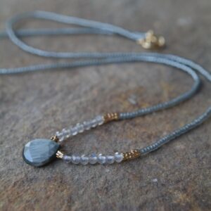 Cat's Eye and Pyrite Knotted Silk Necklace Tiny Gem Necklace 16 or 18 Inches Cat's Eye and Pyrite Knotted Silk Necklace Tiny Gem Necklace 16 or 18 Inches