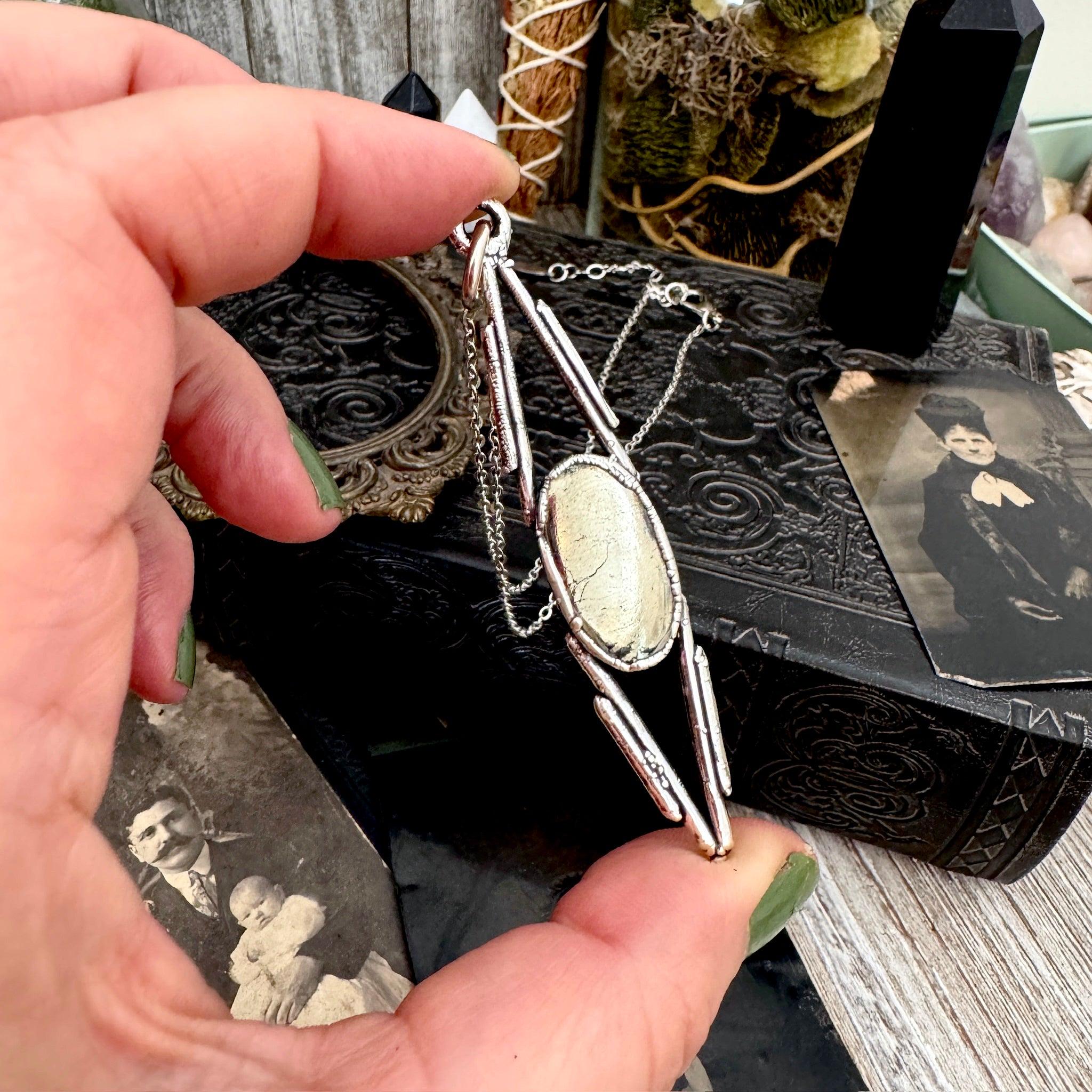 Pyrite Crystal Necklace In Fine Silver / Foxlark Collection - One Of A Kind