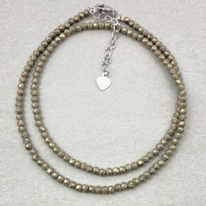 Dainty Pyrite Beaded Choker: Natural Faceted Gemstone, Layered Necklace Dainty Pyrite Beaded Choker: Natural Faceted Gemstone, Layered Necklace