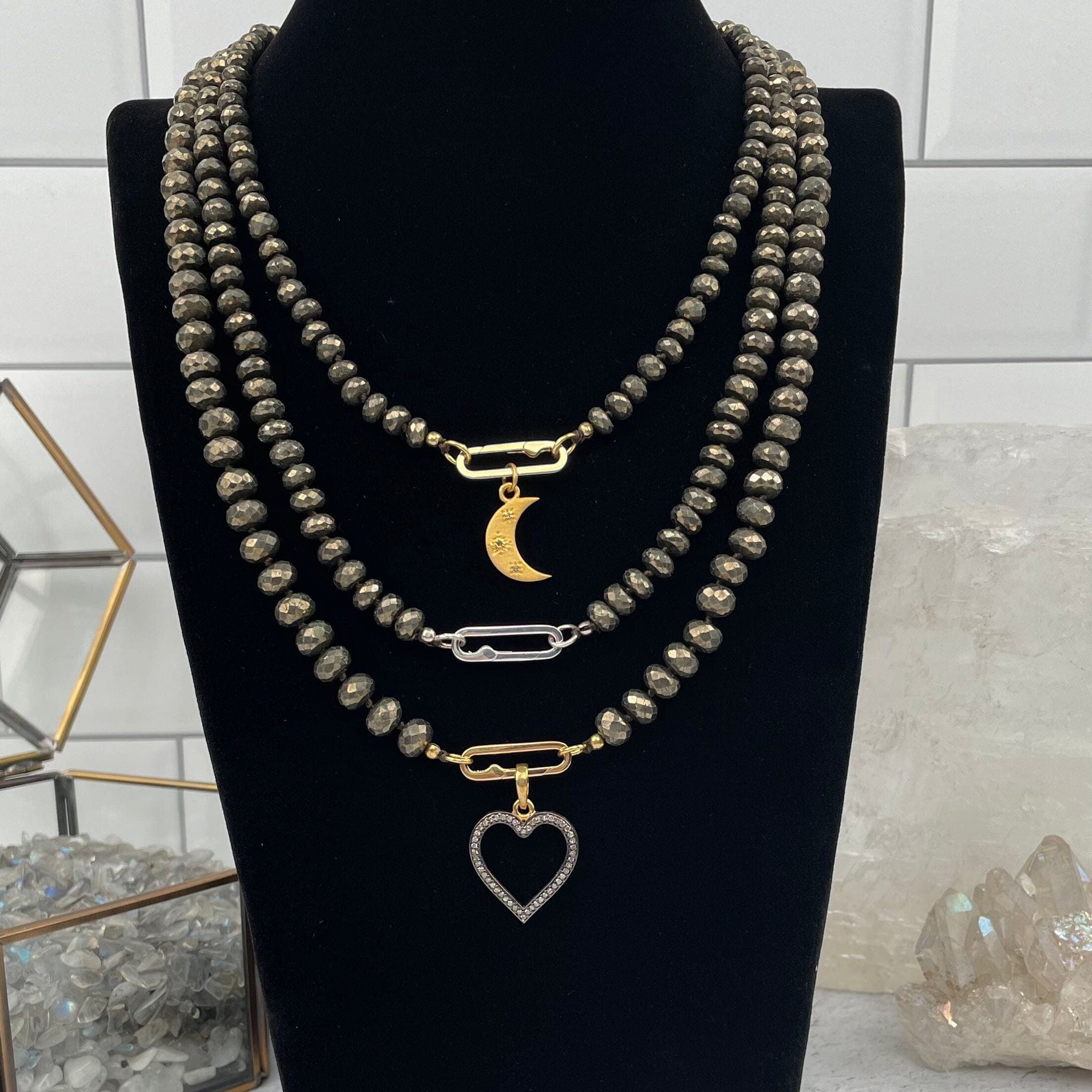 Faceted Pyrite Beaded Necklace, Gold Or Sterling Silver Finish