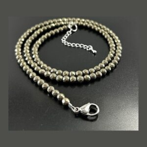 Faceted Pyrite Beaded Necklace: Healing Crystal, Wealth & Protection Faceted Pyrite Beaded Necklace: Healing Crystal, Wealth & Protection