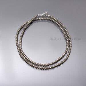 Golden Pyrite Beaded Necklace, 3mm Micro Faceted Rondelle Beads
