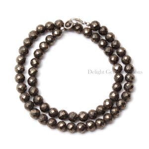 Natural Golden Pyrite Beaded Necklace, 6.5 Mm Pyrite Faceted Round Beads Necklace, Party-wear Dainty Girls Necklace, Pyrite Necklace 16- 36" Natural Golden Pyrite Beaded Necklace, 6.5 Mm Pyrite Faceted Round Beads Necklace, Party-wear Dainty Girls Necklace, Pyrite Necklace 16- 36"