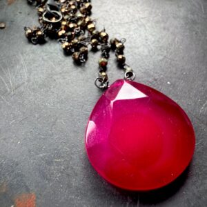 Pyrite necklace, pink chalcedony necklace, gift for her, pink stone Pyrite necklace, pink chalcedony necklace, gift for her, pink stone