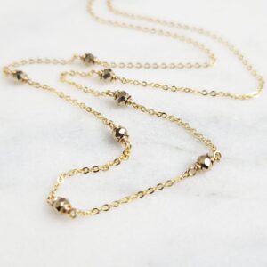 Simple Gold Necklace, Gold Pyrite Necklace / Handmade Jewelry / Necklaces For Women, Layered Necklace, Gemstone Necklace, Choker Necklace