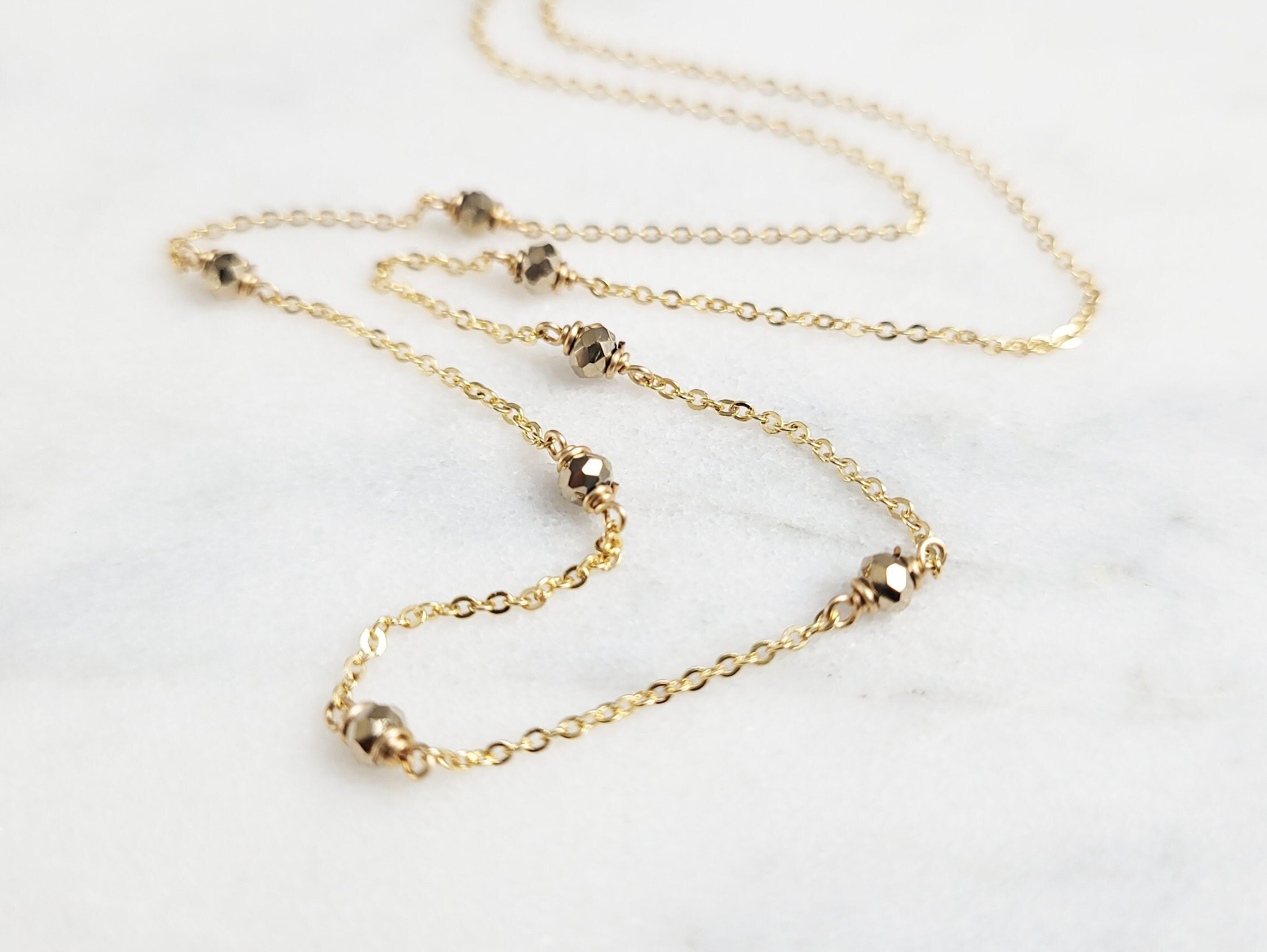 Simple Gold Necklace, Gold Pyrite Necklace / Handmade Jewelry / Necklaces For Women, Layered Necklace, Gemstone Necklace, Choker Necklace