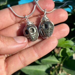 Pyrite Skull Wire Wrapped Necklace Pyrite Skull Wire Wrapped Necklace