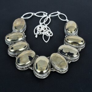 Vintage Pyrite Necklace: Handmade 925 Sterling Silver, Adjustable Chain Vintage Pyrite Necklace: Handmade 925 Sterling Silver, Adjustable Chain