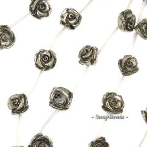 10mm Palazzo Iron Pyrite Gemstone Carved Rose Flower Flora Loose Beads 15.5" Full Strand Lot 1,2,6,12 And 20 (90147620-124)