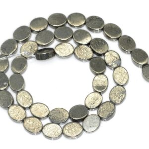10x8mm Palazzo Iron Pyrite Gemstone Flat Oval Loose Beads 7.5 inch Full Strand (90189078-353) 10x8mm Palazzo Iron Pyrite Gemstone Flat Oval Loose Beads 7.5 inch Full Strand (90189078-353)