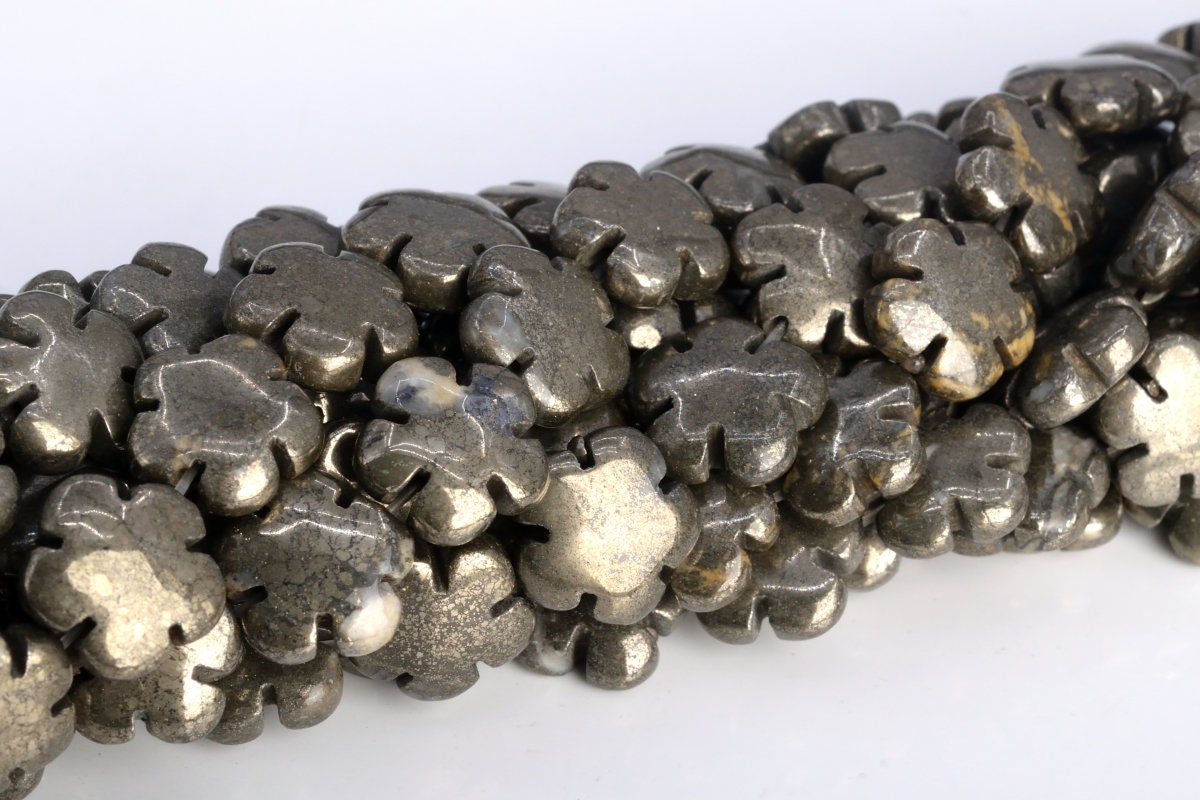 11x11mm Copper Pyrite Beads Flower Grade Aaa Genuine Natural Gemstone Full Strand Loose Beads 15.5" Bulk Lot 1,3,5,10 And 50 (104779-1304)
