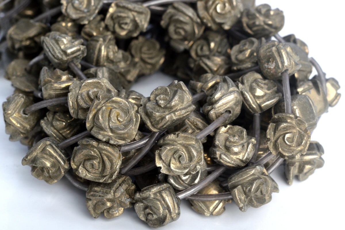 13x11mm 15x12mm Copper Pyrite Beads Flower Aaa Genuine Natural Gemstone Half Strand Loose Beads 7.5" Bulk Lot 1,3,5,10,50 (104953h-1385)