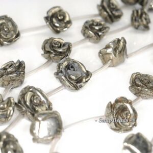 14mm Palazzo Iron Pyrite Gemstone Carved Rose Flower Flora Loose Beads 16 Inch Full Strand Lot 1,2,6,12 And 20 (90147615-124)