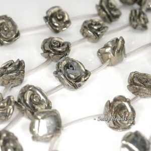 16mm Palazzo Iron Pyrite Gemstone Carved Rose Flower Flora Loose Beads 15.5 Inch Full Strand Lot 1,2,6,12 And 20 (90147630-124)