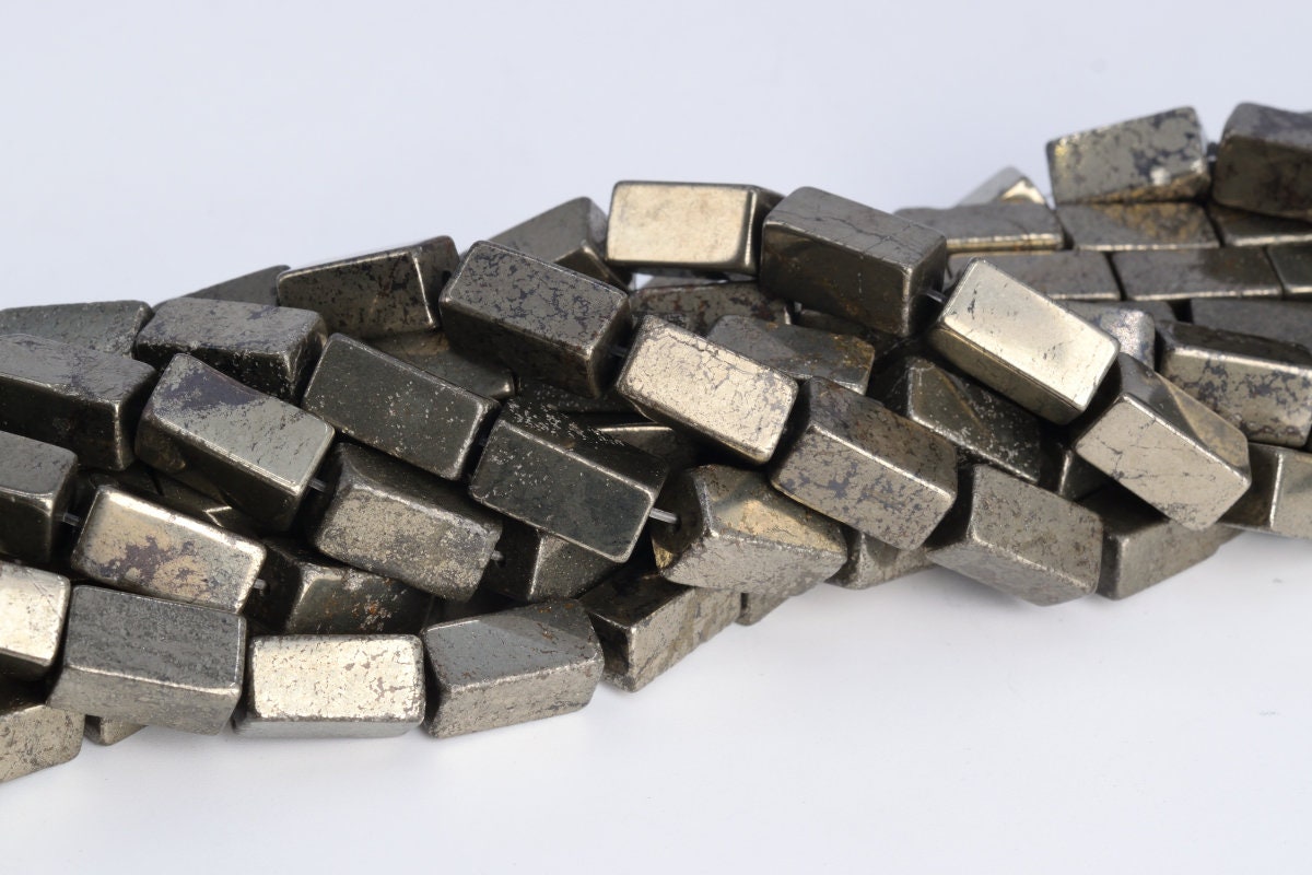 16x8mm Copper Pyrite Beads Square Tube Grade Aaa Genuine Natural Gemstone Full Strand Loose Beads 15.5" Bulk Lot 1,3,5,10,50 (104650-1267)