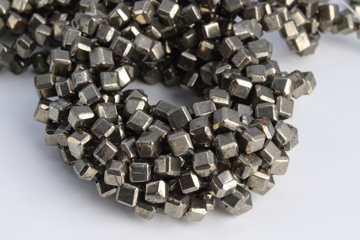 6mm Copper Pyrite Beads Cube Diagonal Drilled Aaa Genuine Natural Gemstone Half Strand Loose Beads 7.5" Bulk Lot 1,3,5,10,50 (104651h-1267)