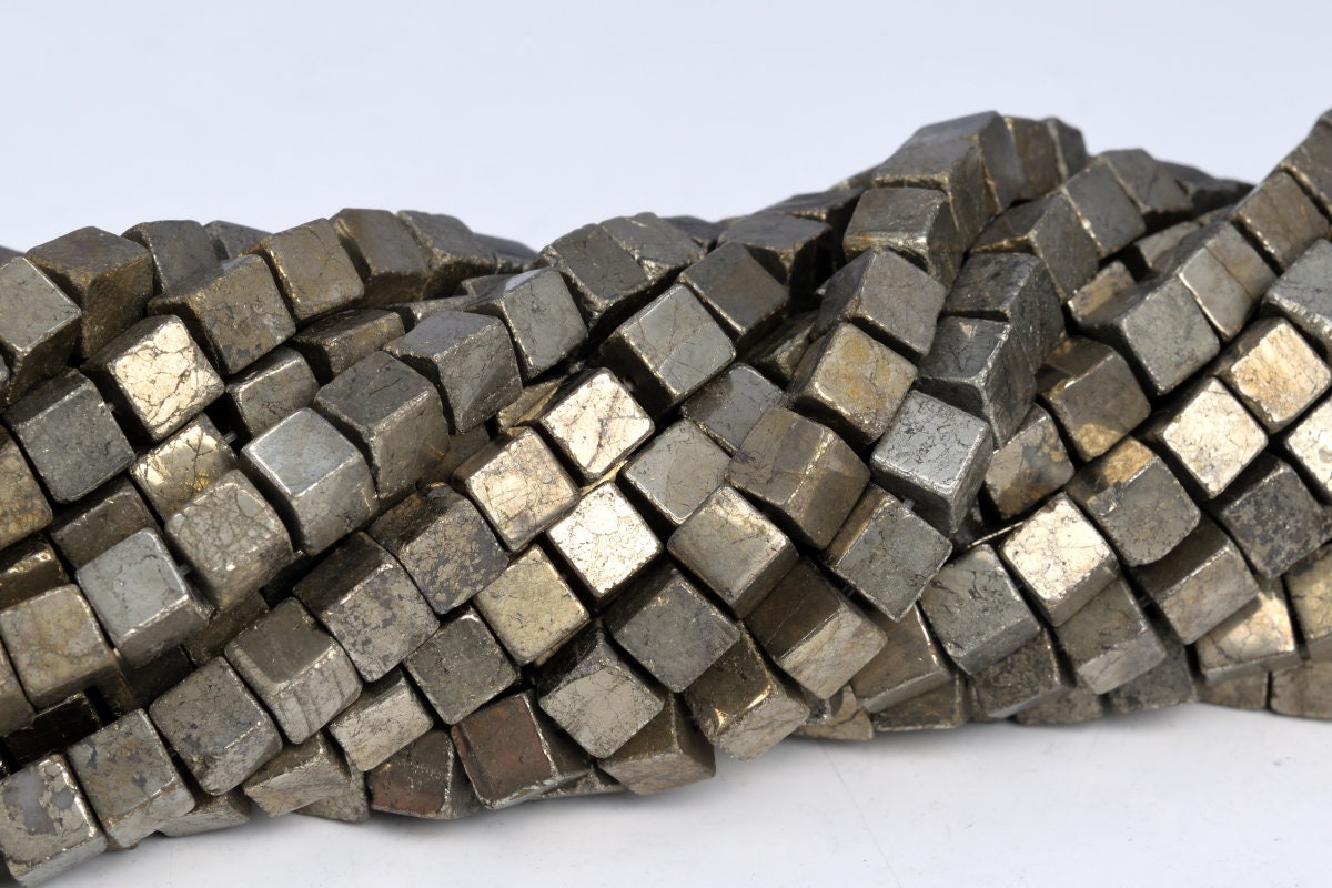 6x6mm Copper Pyrite Beads Cube Grade Aaa Natural Gemstone Full Strand Loose Beads 15" Bulk Lot 1,3,5,10 And 50 (104531-1232)
