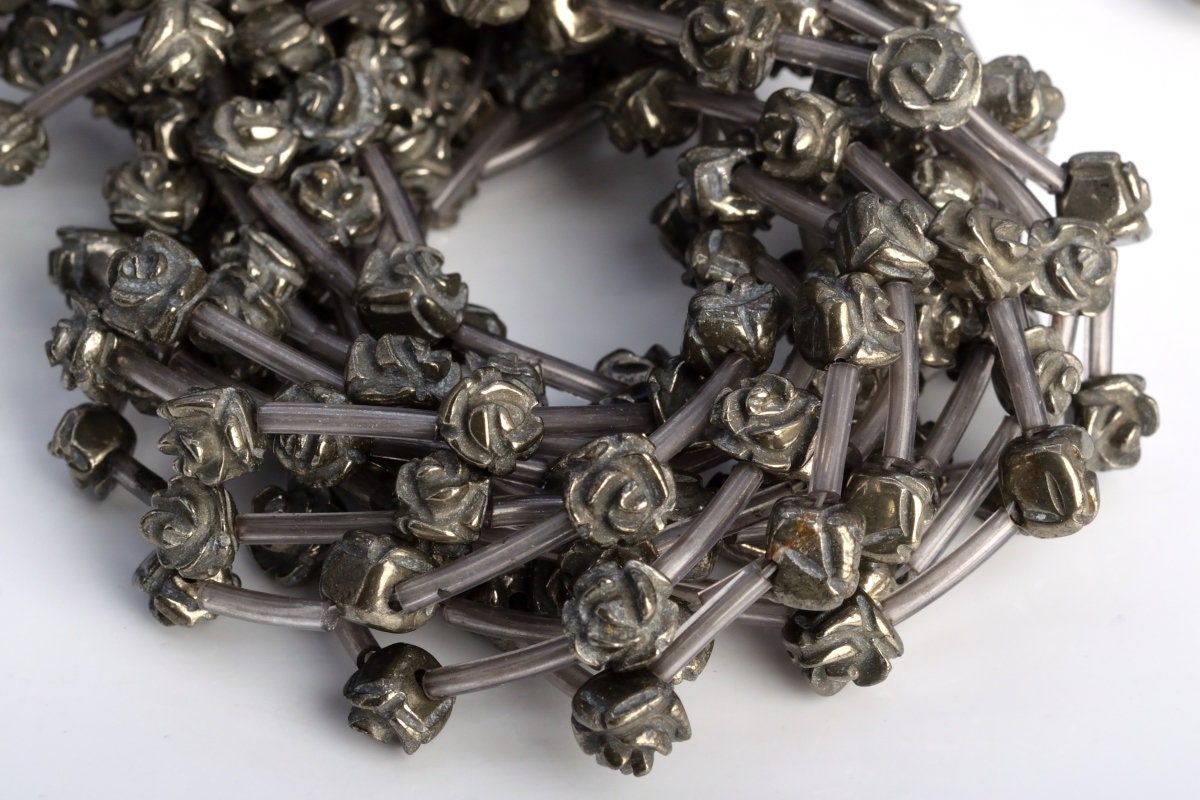 7x6-8x6mm Copper Pyrite Beads Flower Grade Aaa Genuine Natural Gemstone Half Strand Loose Beads 7.5" Bulk Lot 1,3,5,10 And 50 (104780h-1305)