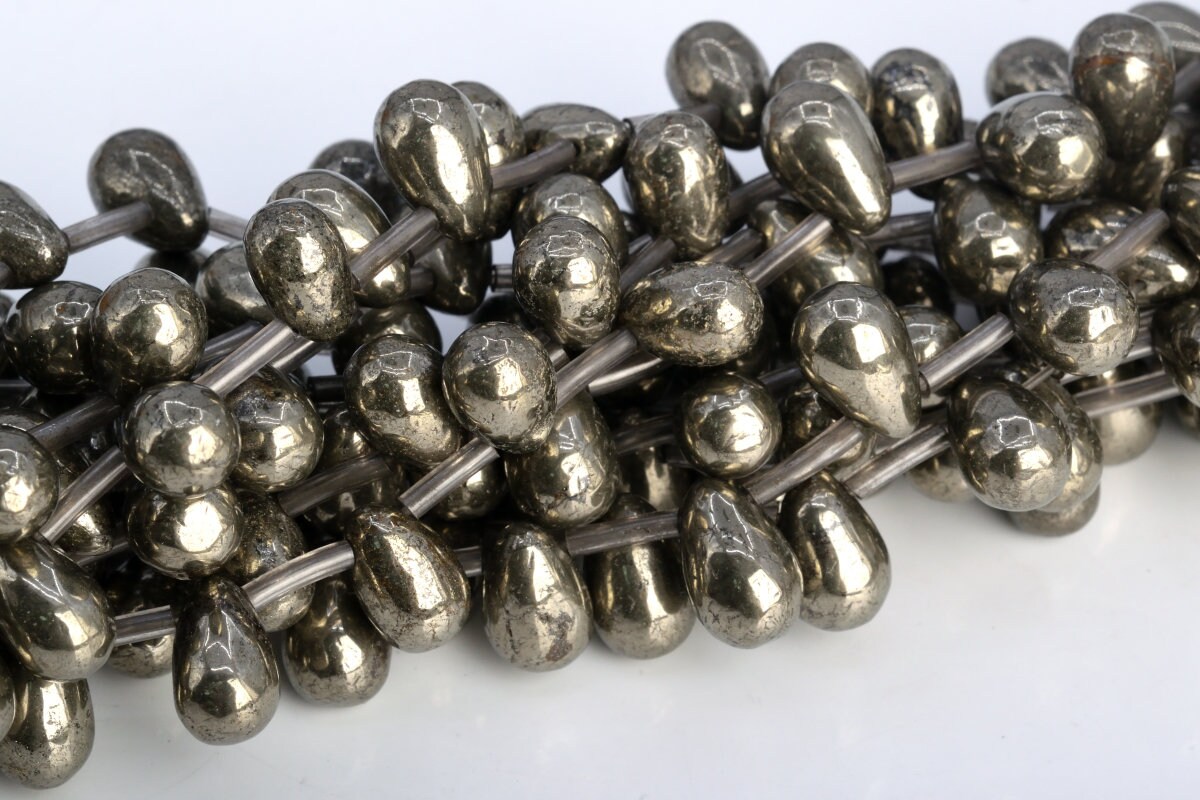 9x6-10x6mm Copper Pyrite Beads Teardrop Top Drilled Aaa Genuine Natural Gemstone Full Strand Beads 15.5" Bulk Lot 1,3,5,10,50 (104781-1305)