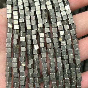 Pyrite Cube Beads, Natural Stone Beads, Loose Spacer Beads 3mm 4mm 6mm 8mm 10mm 15''