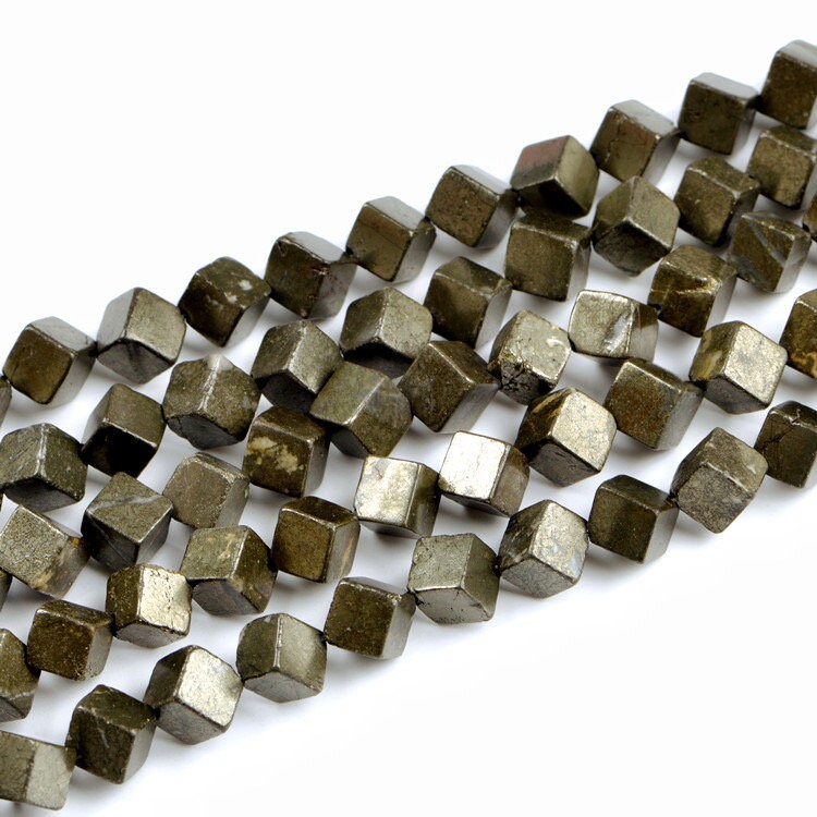 Natural Square Iron Pyrite Beads,iron Pyrite Diamond Square Beads Wholesale Supply,one Strand 15"