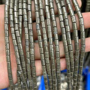Natural Pyrite Tube Beads Loose Gemstone Beads Spacer Stone Beads 4x6mm