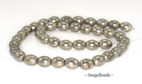Palazzo Iron Pyrite Gemstone Rice Oval 10x8mm Loose Beads 15.5 Inch Full Strand Lot 1,2,6,12 And 20 (90145028-408)