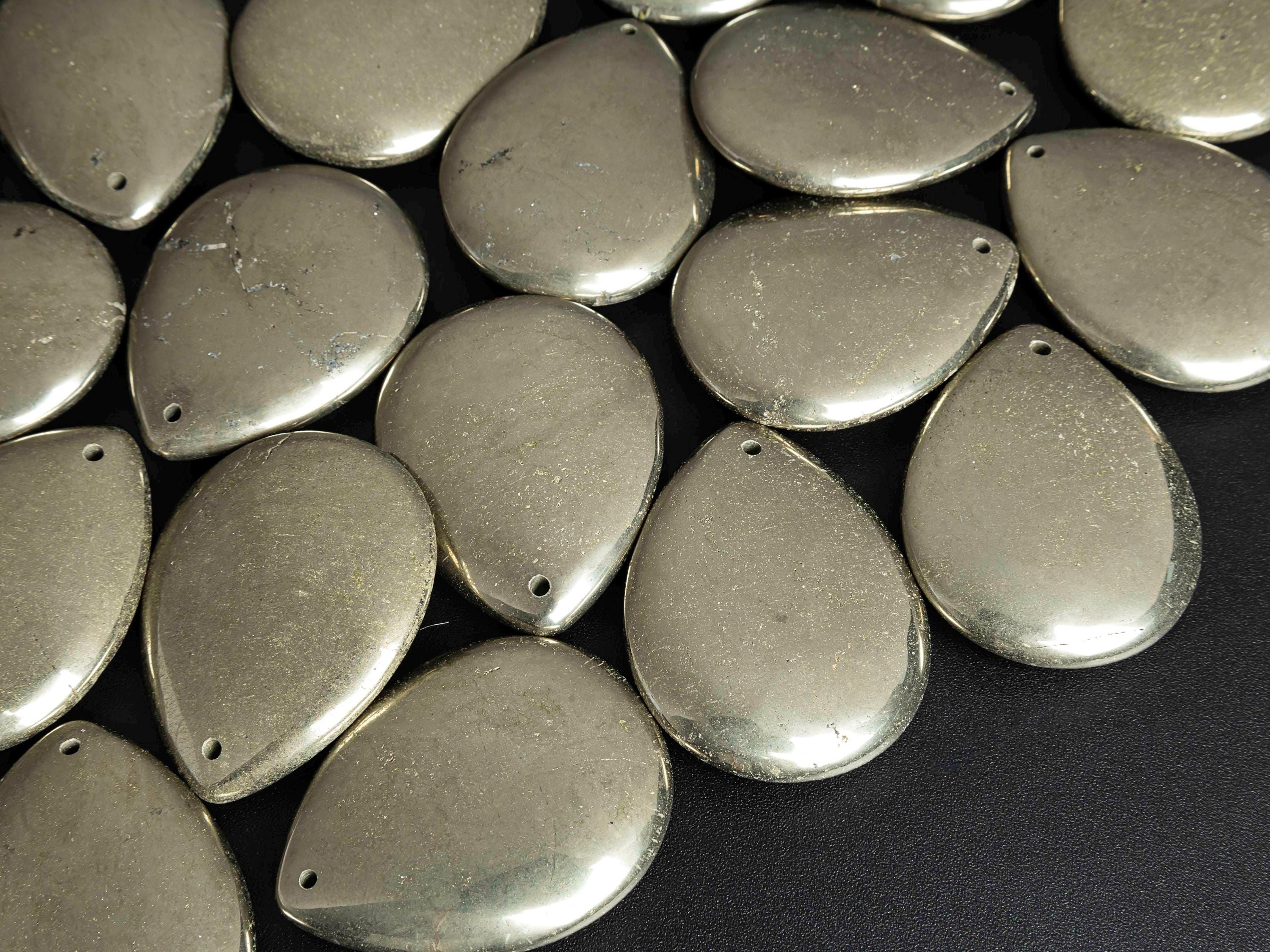 Genuine Natural Copper Pyrite Pendant-teardrop Shape Pyrite Top Drilled Cabochon Gemstone Pendant