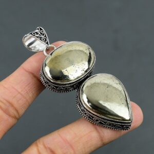 Handmade Pyrite 925 Sterling Silver Pendant: Vintage Gemstone Jewelry Handmade Pyrite 925 Sterling Silver Pendant: Vintage Gemstone Jewelry