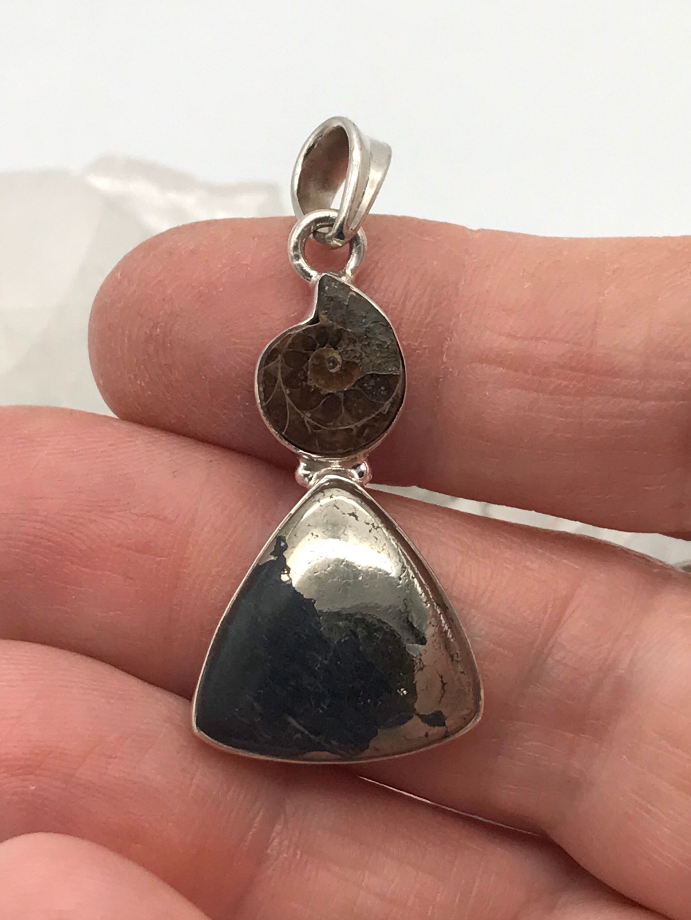 Pyrite Healer's Gold And Ammonite Pendant