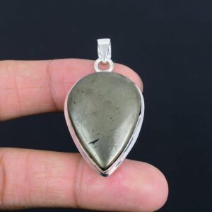 Pear Pyrite Pendant: Handmade 925 Sterling Silver Gemstone Jewelry Pear Pyrite Pendant: Handmade 925 Sterling Silver Gemstone Jewelry