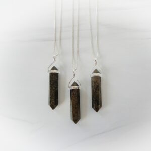Pyrite Point Pendant Set in Sterling Silver • Sterling Silver Gemstone Points • Natural Crystal Point Necklace • Gift for Crystal Lover Pyrite Point Pendant Set in Sterling Silver • Sterling Silver Gemstone Points • Natural Crystal Point Necklace • Gift for Crystal Lover