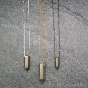 Polished Pyrite Pendant Necklace: Sterling Silver, Gold Filled, Gunmetal Chain, Custom Length Chain Polished Pyrite Pendant Necklace: Sterling Silver, Gold Filled, Gunmetal Chain, Custom Length Chain