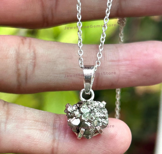 Raw Pyrite Druzy Pendant: 925 Sterling Silver, Healing Stone Raw Pyrite Druzy Pendant: 925 Sterling Silver, Healing Stone