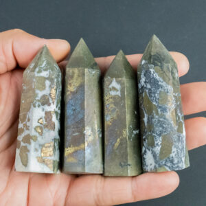 1 Pc Natural Pyrite Obelisk Tower Point Wand Healing Crystal