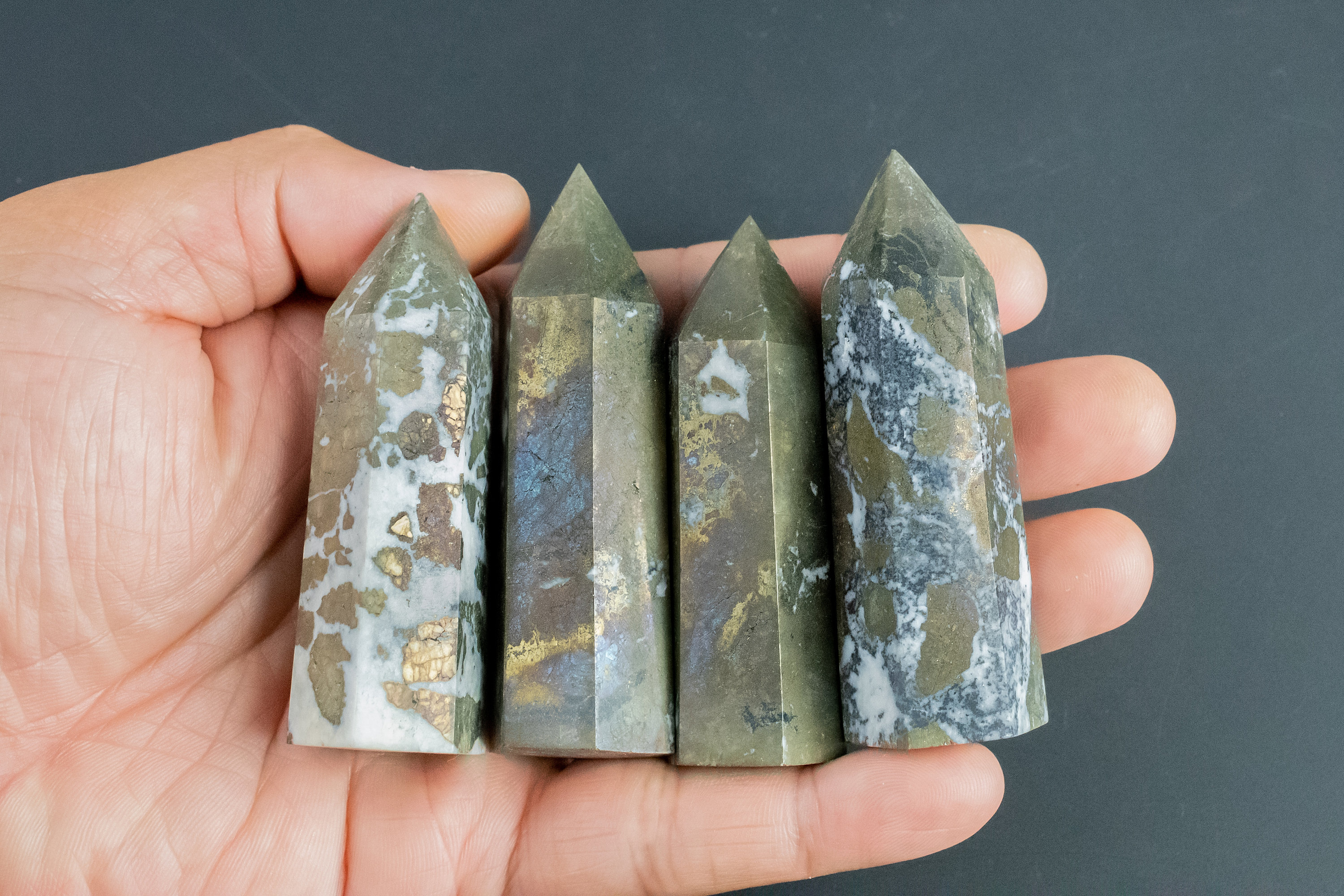 1 Pc Natural Pyrite Obelisk Tower Point Wand Healing Crystal