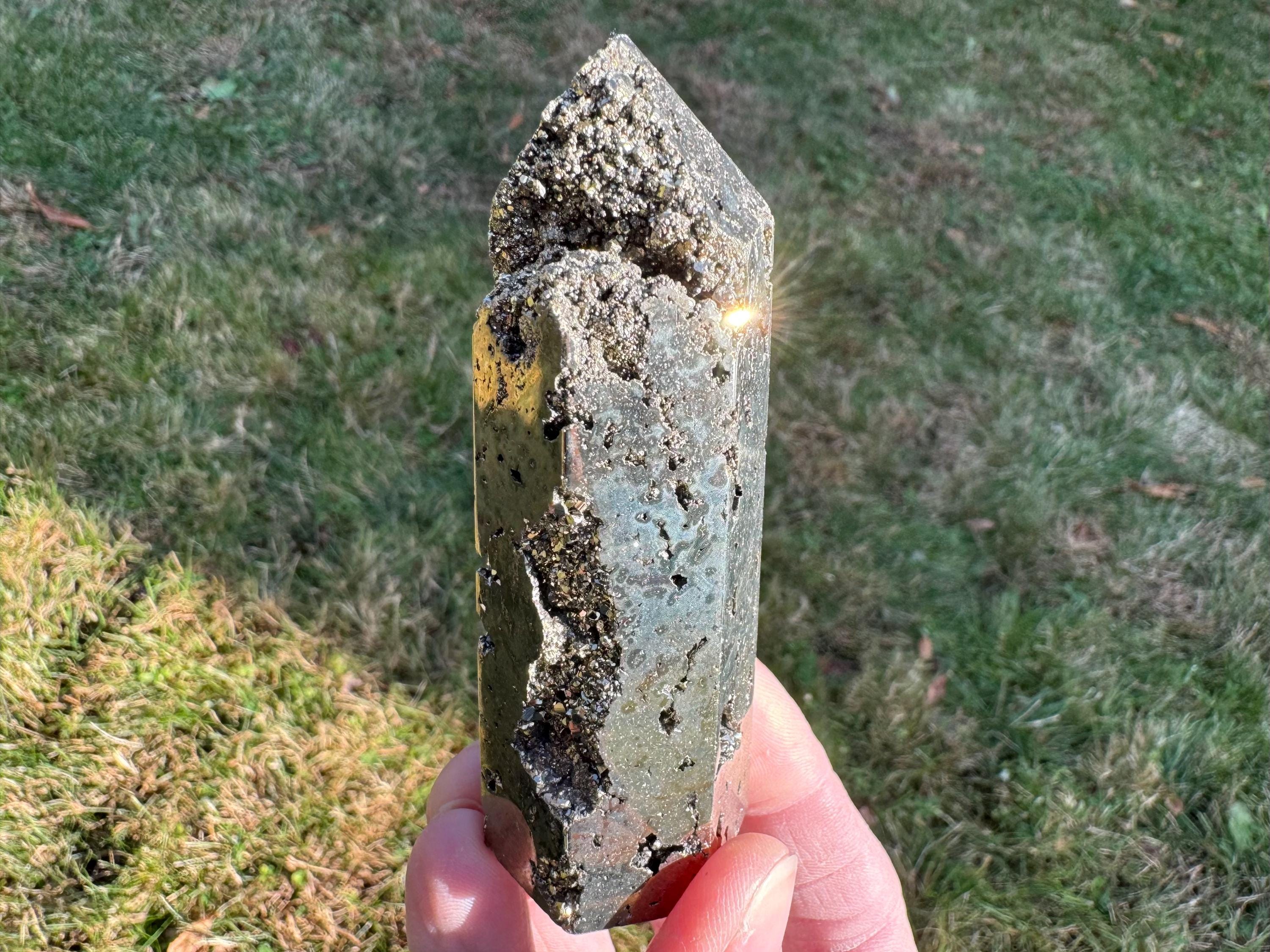 Pyrite Druzy Tower: Peruvian Gold Crystal Point, Wealth & Success #7 Pyrite Druzy Tower: Peruvian Gold Crystal Point, Wealth & Success #7
