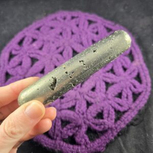 Pyrite Massage Wand Polished Carving Gold Vugs Crystals Magick Stones Moonchild Starseed carved Peru
