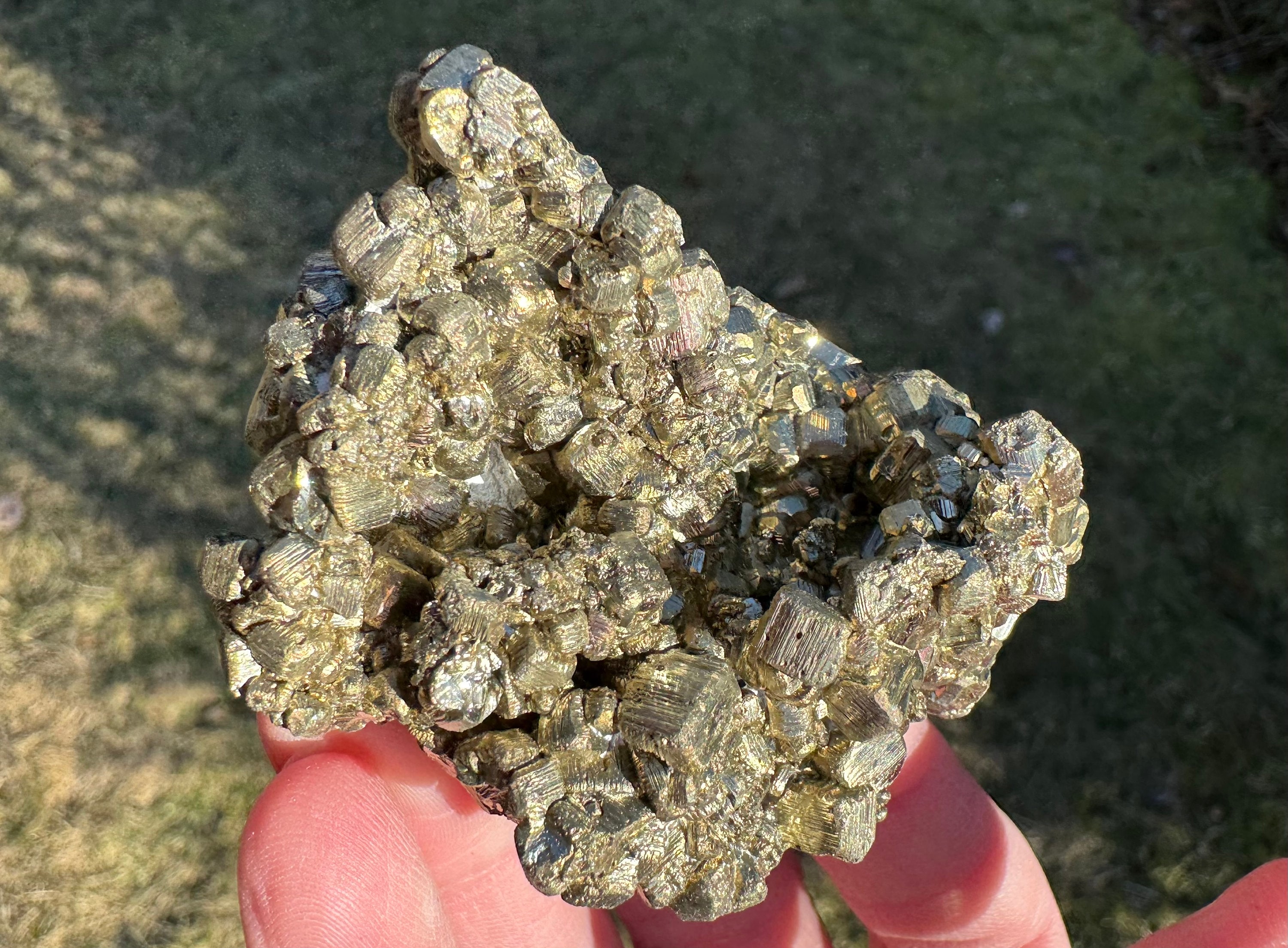 Peruvian Pyrite Cluster: Cubic Fools Gold Crystal For Abundance (2.4") #2