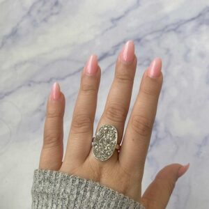 Pyrite Adjustable Ring / 925 Sterling Silver / Healing Gemstone / Gifts for her / Oval Rough / Pyrite Jewellery / Statement Ring PYR-R-18. Pyrite Adjustable Ring / 925 Sterling Silver / Healing Gemstone / Gifts for her / Oval Rough / Pyrite Jewellery / Statement Ring PYR-R-18.
