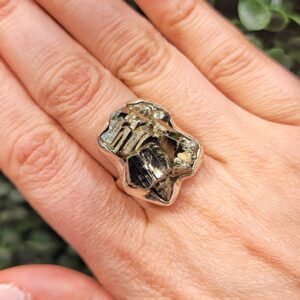 Pyrite Ring , Adjustable , - (raw Crystal Jewelry, 925 Sterling Silver, Fool's Gold, Abundance) Pyrite Ring , Adjustable , - (raw Crystal Jewelry, 925 Sterling Silver, Fool's Gold, Abundance)