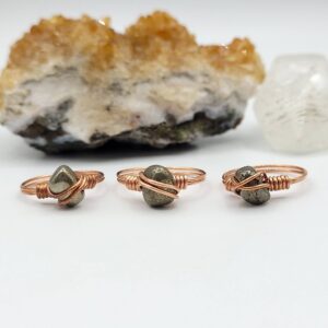 Pyrite Ring In Copper , Crystal For Protection, Abundance, And Grounding Pyrite Ring In Copper , Crystal For Protection, Abundance, And Grounding